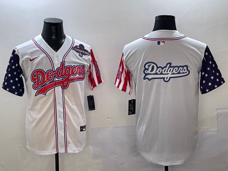 Men Los Angeles Dodgers Blank White a generation of national flags Joint name 2025 Nike MLB Jersey style 14